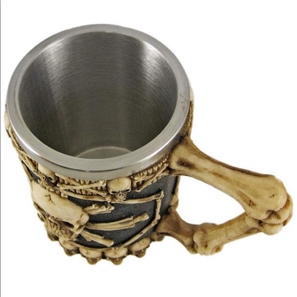 Skull Beer Mug Stein Stainless Steel Skulls Decor - Picture 4 of 5